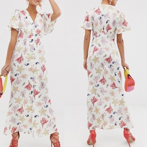 NEVER FULLY DRESSED Ocean Life Silky Maxi Dress